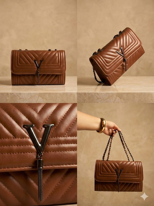 Victoria Chevron Tas met Tassel & V-Logo